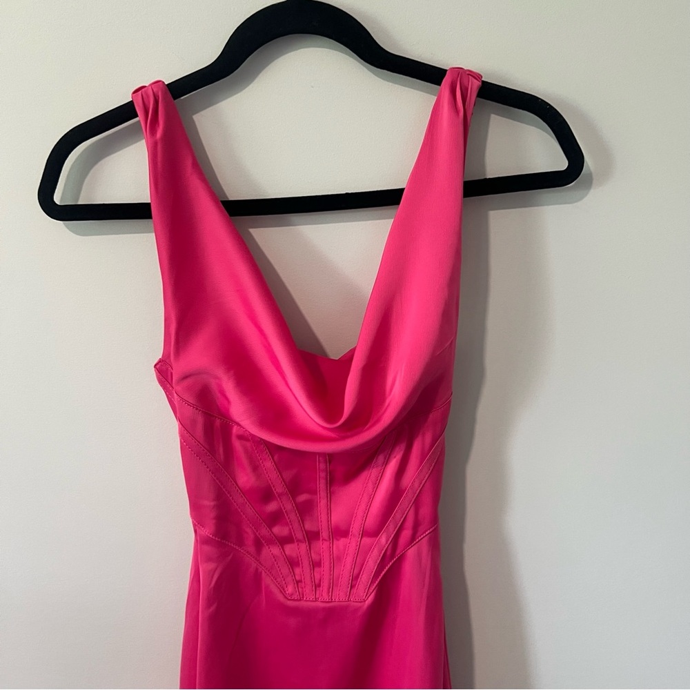 Urban Outfitters Pink Satin Cowl Neck Corset Mini Dress - Picture 7 of 13